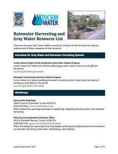 Tucson Water Rainwater Harvesting and Gray Water Resource List cover