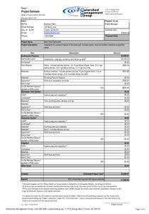 Example project estimate