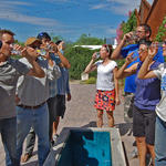 Staff and interns at WMG’s Living Lab enjoy rainwater on tap. 